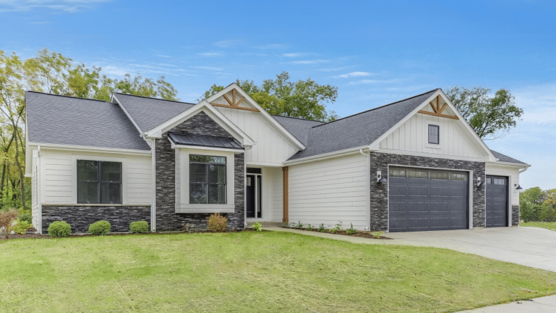 A new construction ranch style home built by Bear Homes in Salem, WI